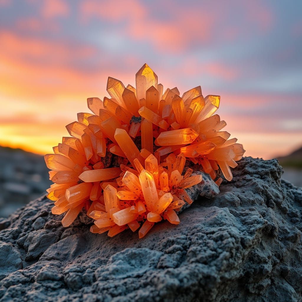 Eosphorite Crystals Radiating on Rock at Dawn