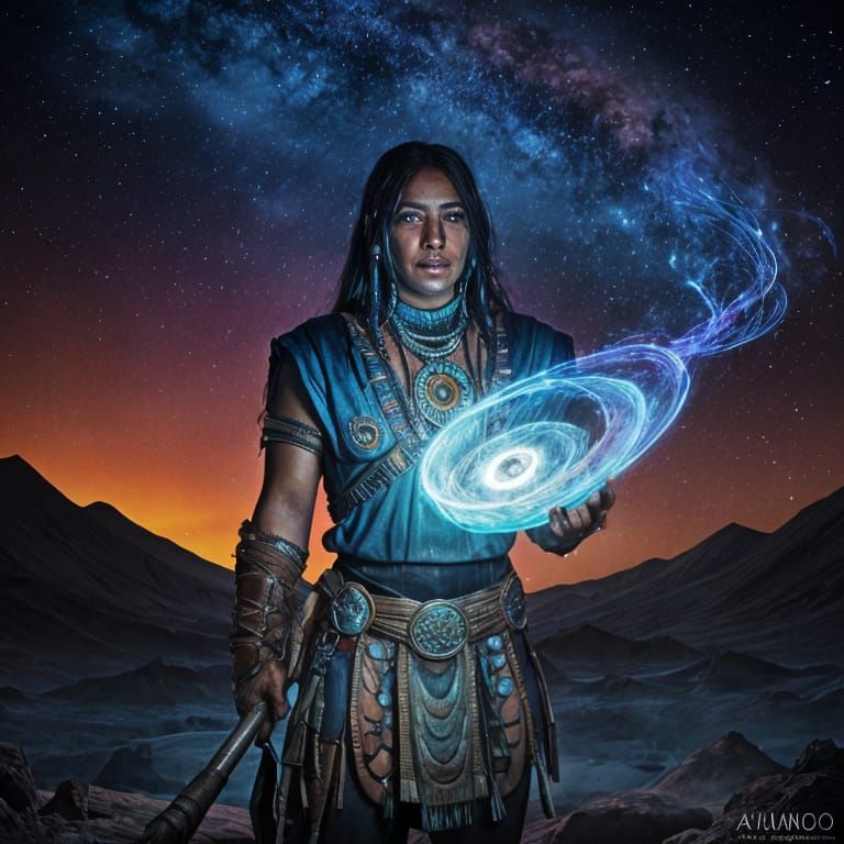 Cosmic Blacksmith Forges Woman in Volcano