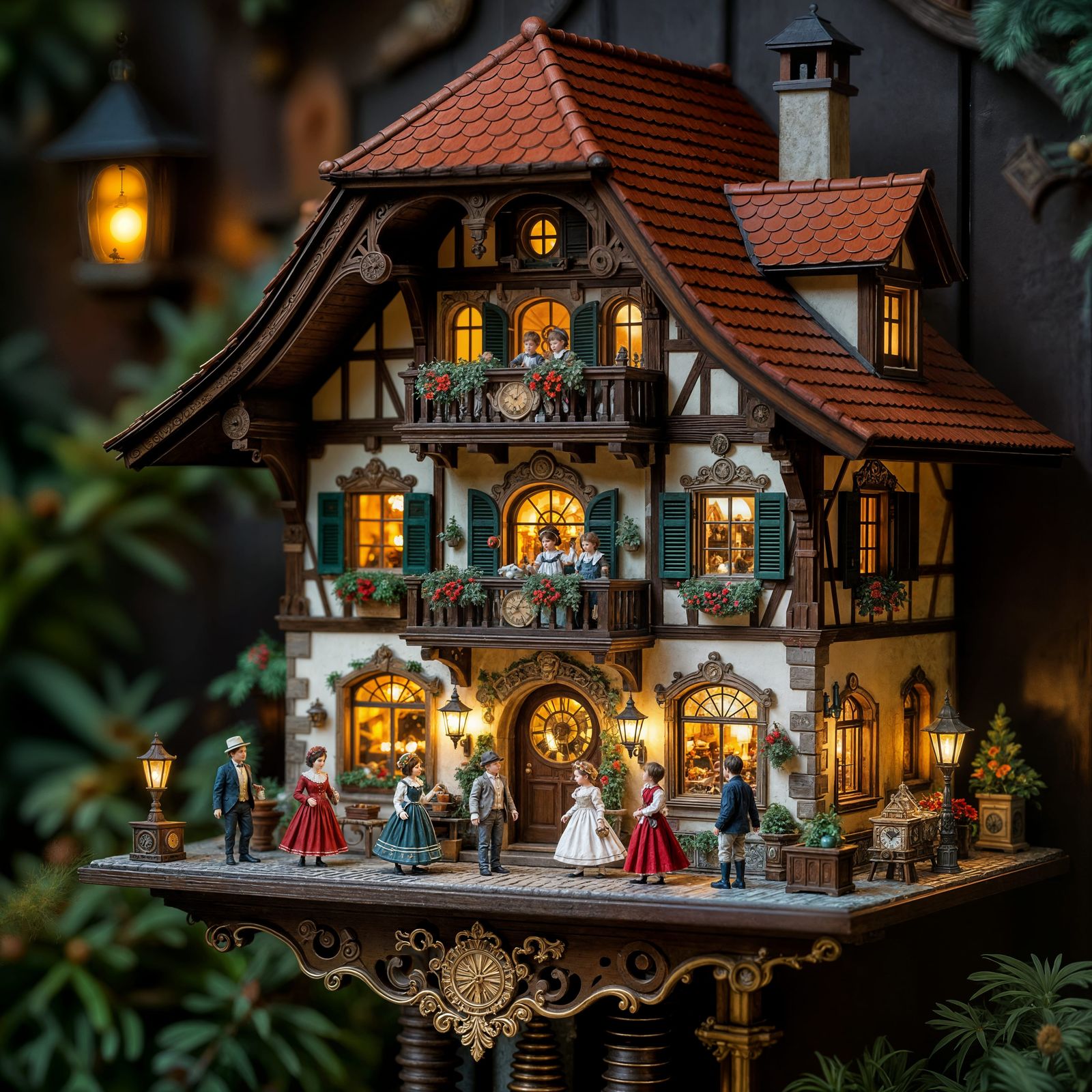 Miniature City Inside Cuckoo Clock, Hyperrealistic Digital A...