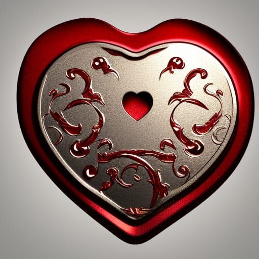 Luxurious Red Coin with Crimson Heart