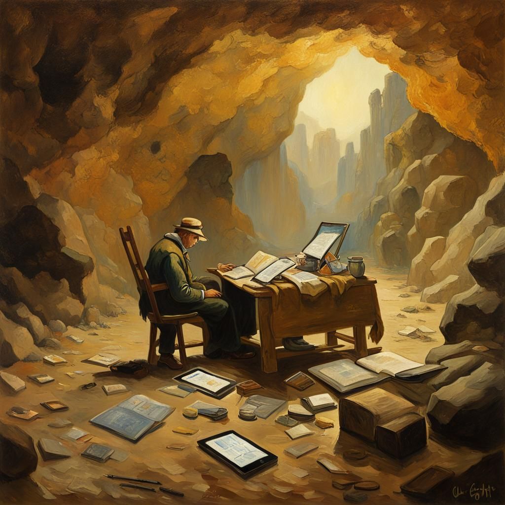 Technology Ruins: Impressionistic Oil Painting of a Lost Wor...