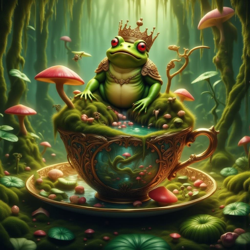 Frog Prince's Teacup Kingdom in Steeping Petals