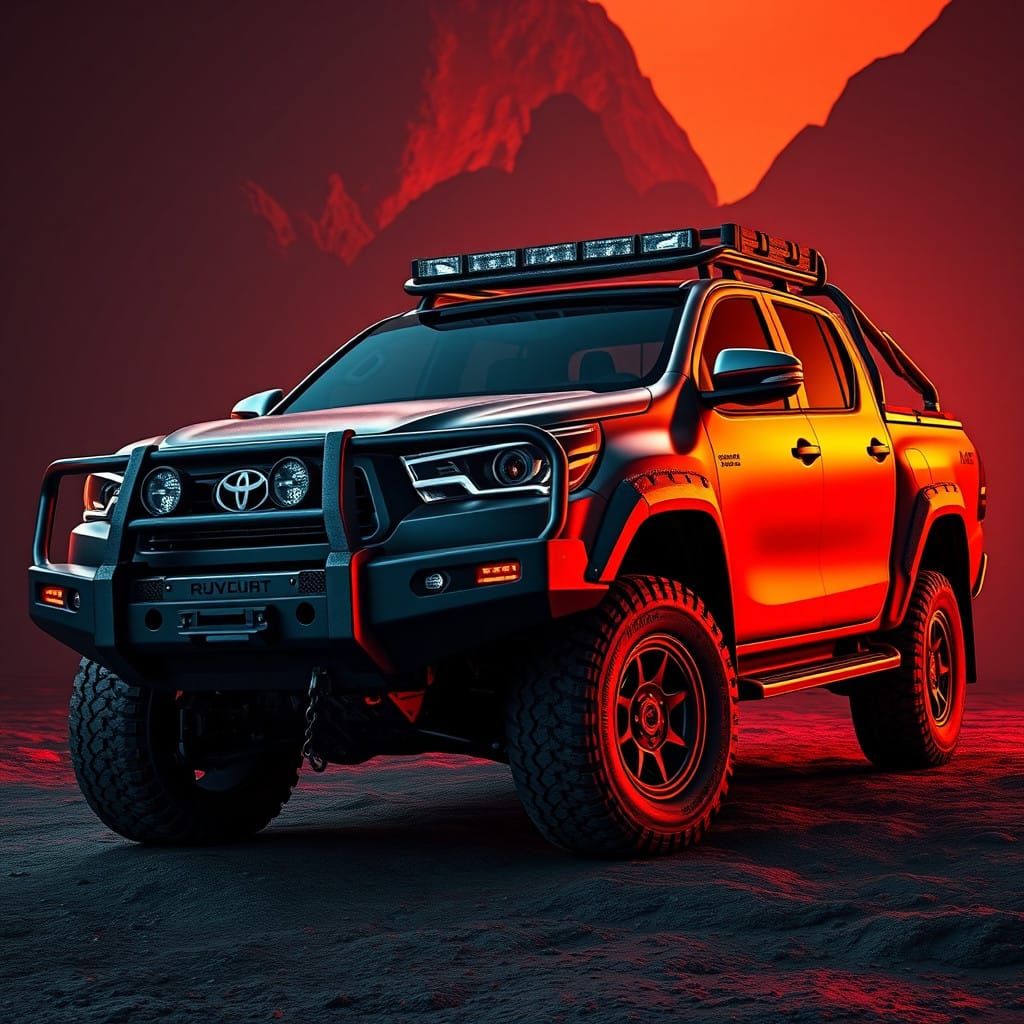 Surreal Hilux in Fantasy Concept Style with Bullbar