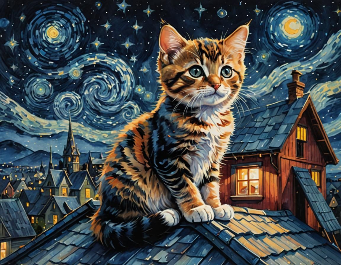 Kitten above the roof