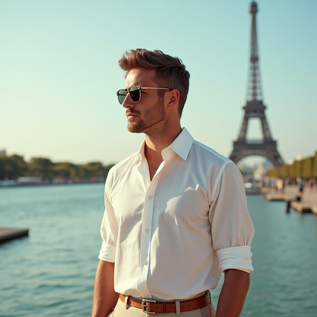 Elegant Man in Stylish Attire on a Summer Day