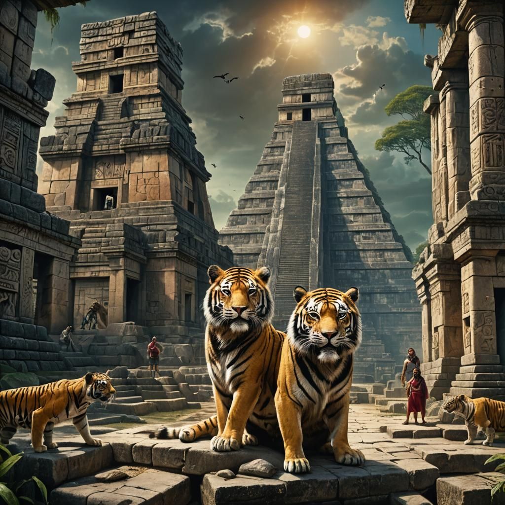 Animal Musicians Perform in Ancient Ruins: Fantasy Art