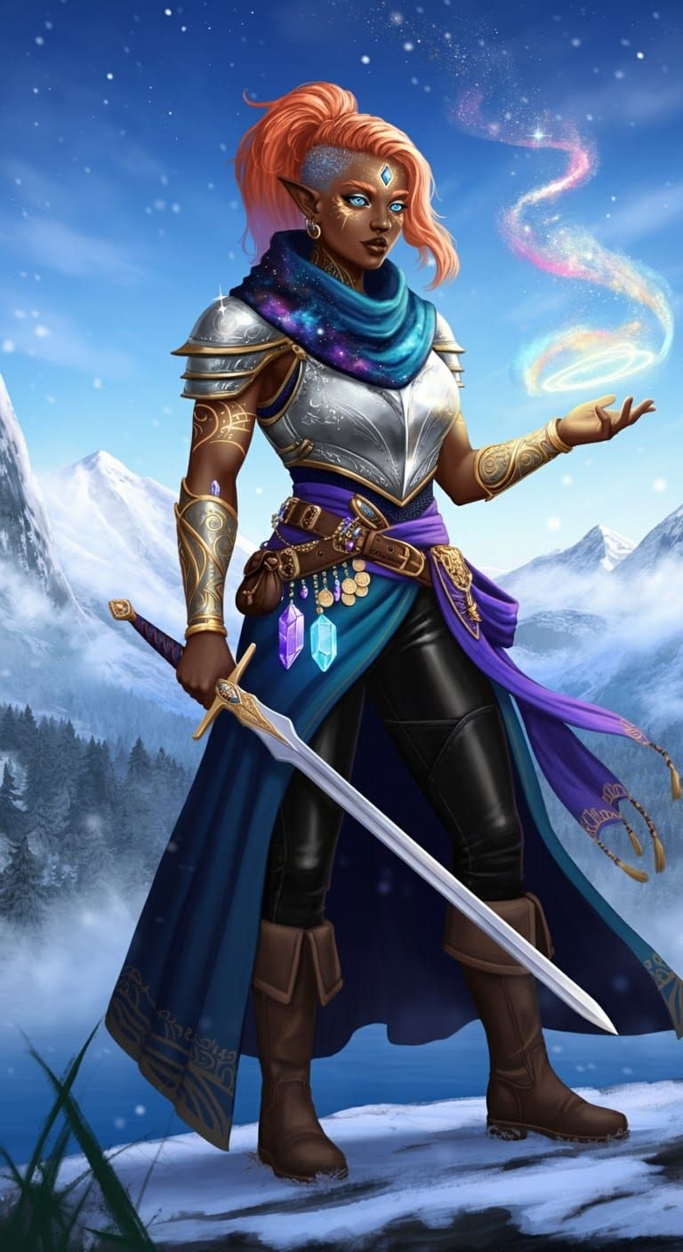 Aasimar Knight on Misty Lake, Gothic Style