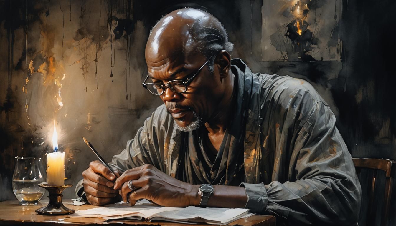 Surreal Portrait of Samuel L. Jackson Reading