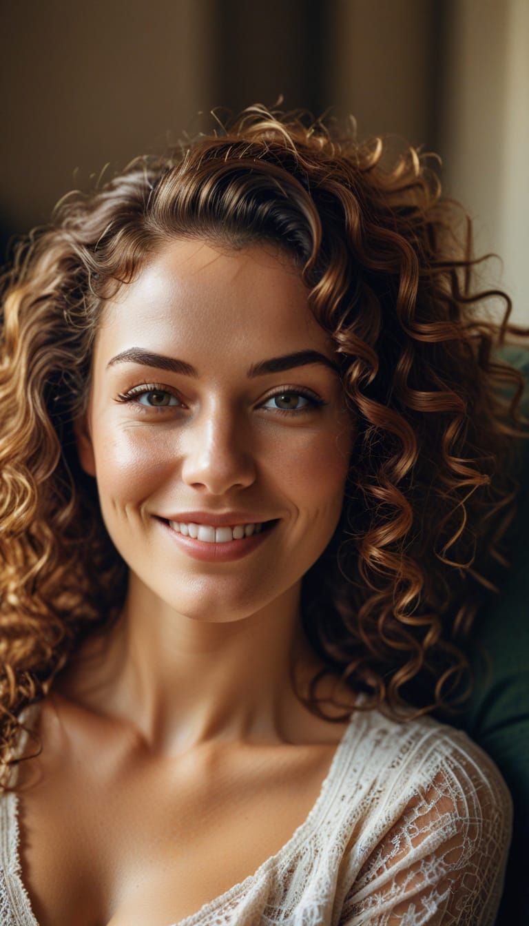 Luxurious Portrait of a Woman in Warm, Soft Light