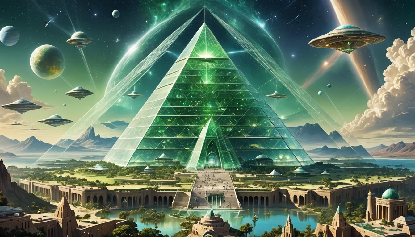 Pleiadian Mothership Over Atlantis in Cinematic Style