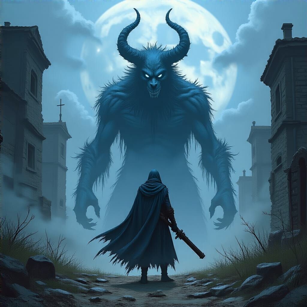 Grimdark Scene Dominated by Blue Hues