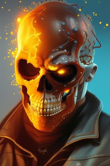 Hyperdetailed Cowboy Sheriff Ghost Rider Portrait