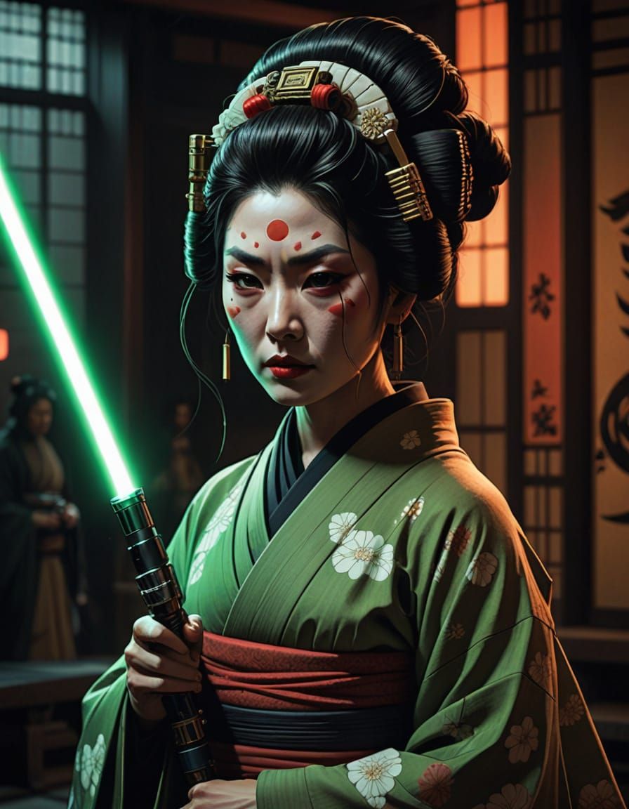 Dramatic Geisha Confronts Darth Sidious in Epic Star Wars Sh...