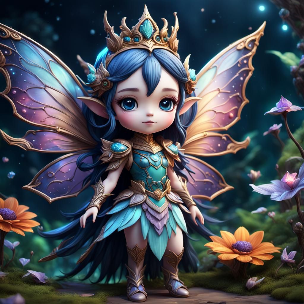 Detailed Chibi Fairy Queen Fantasy Concept Art