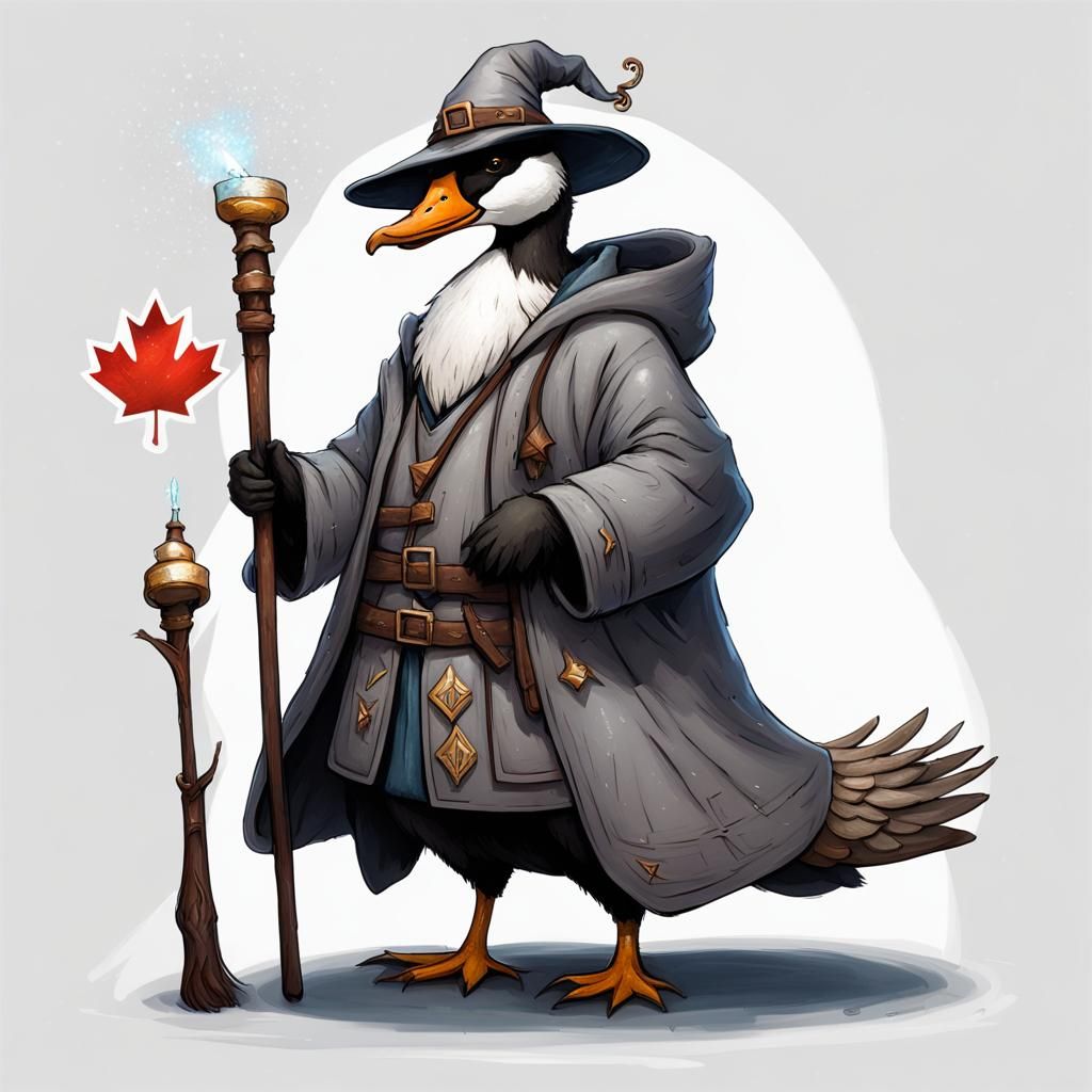 Intricately Detailed Canadian Goose Wizard