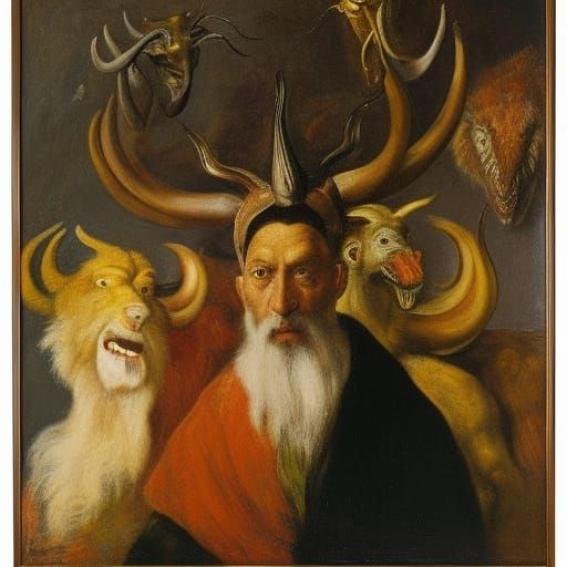 Fantastic Horned Creature Teaching Morality