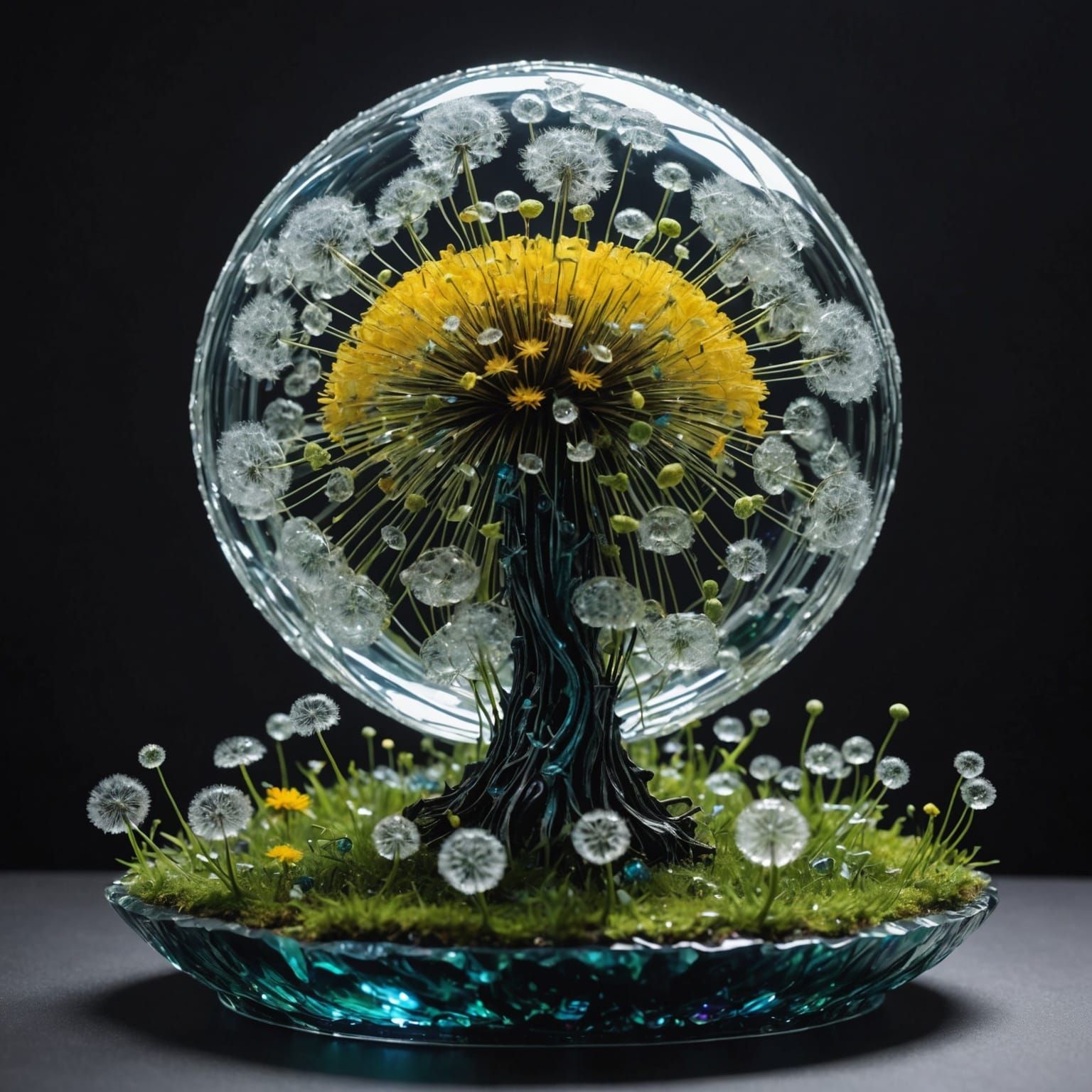 Fantasy art, eyrie, holographic, dandelion, porous, resin cast, refik anadol