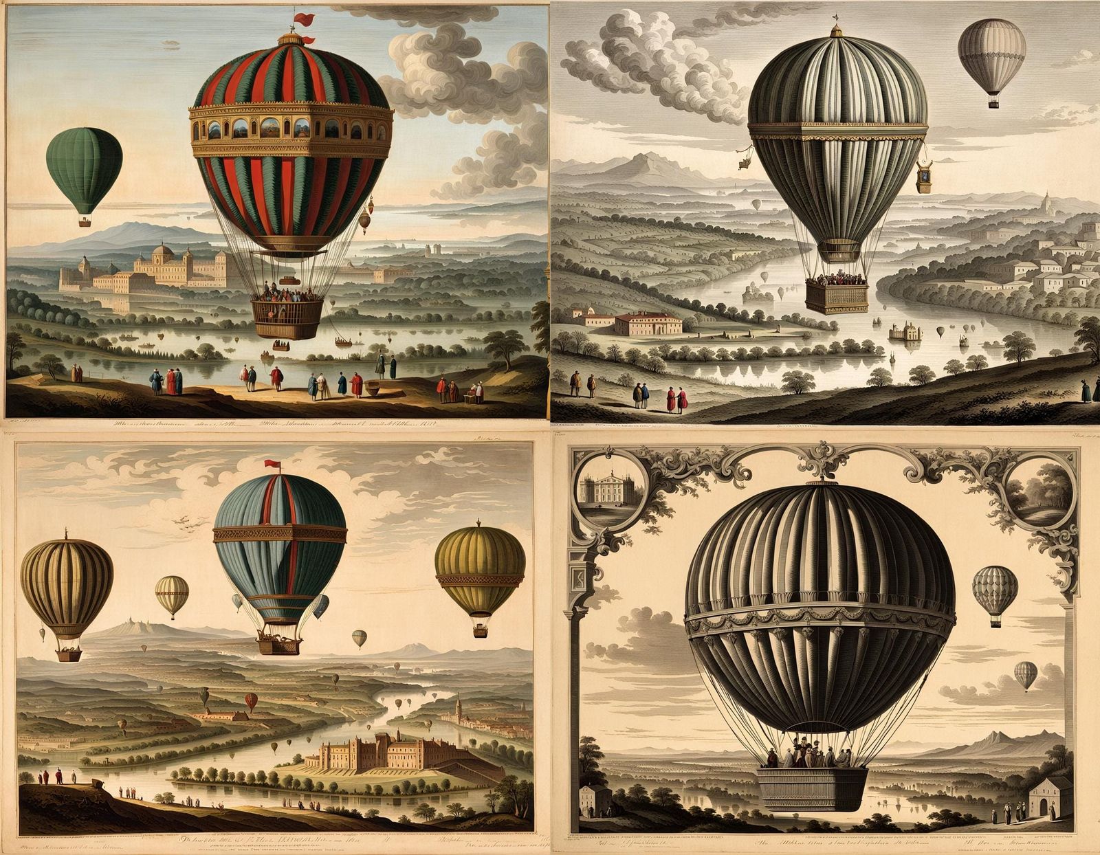 18th Century Hot Air Balloon in Italian Art Style