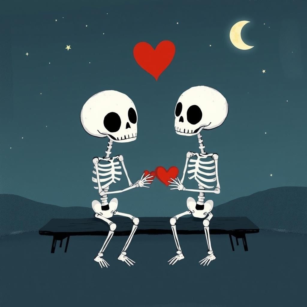 Skeleton Couple on Date Night Illustration