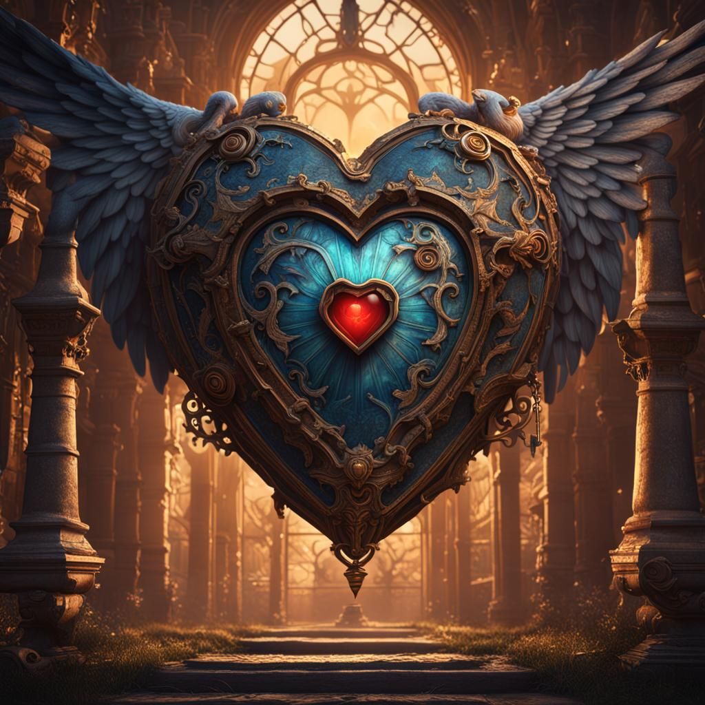 Winged Heart Keyhole Fantasy Concept Art