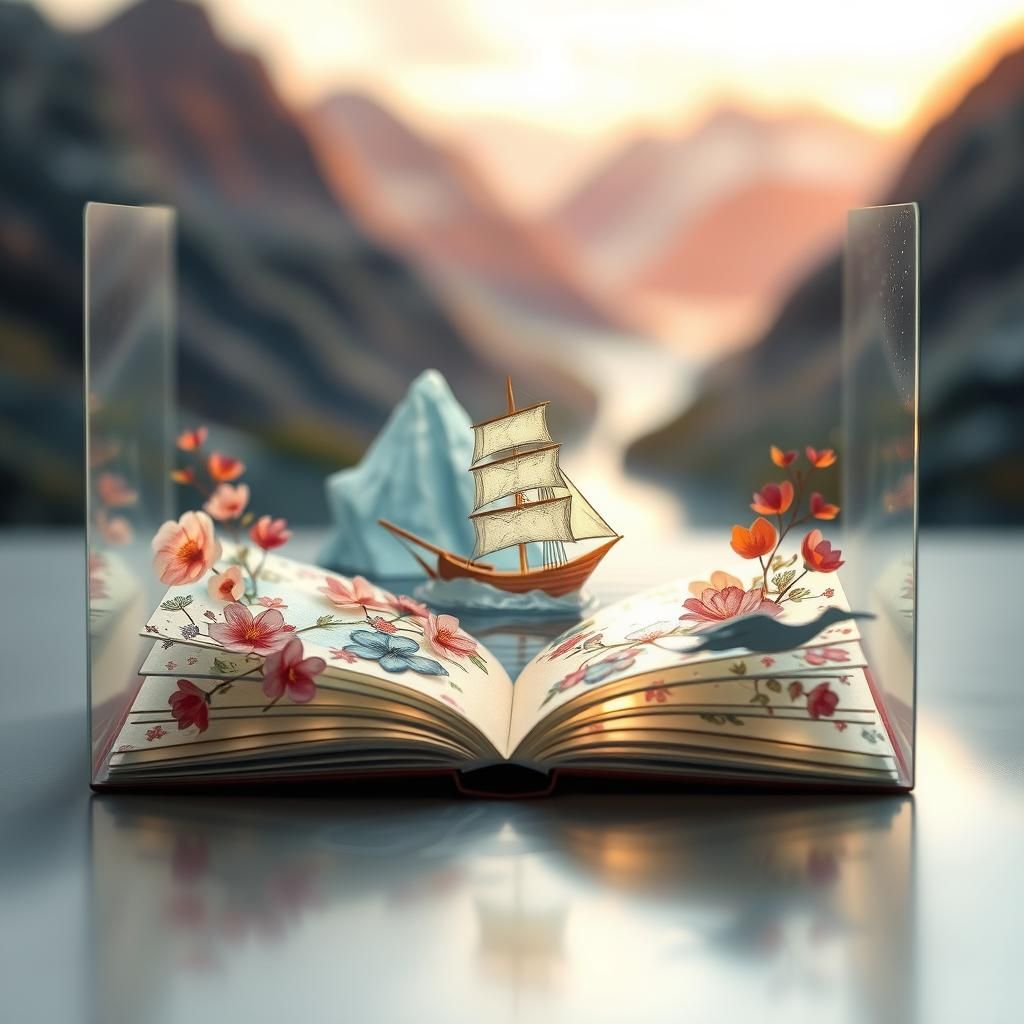 Glass Origami Book with Watercolor Flowers