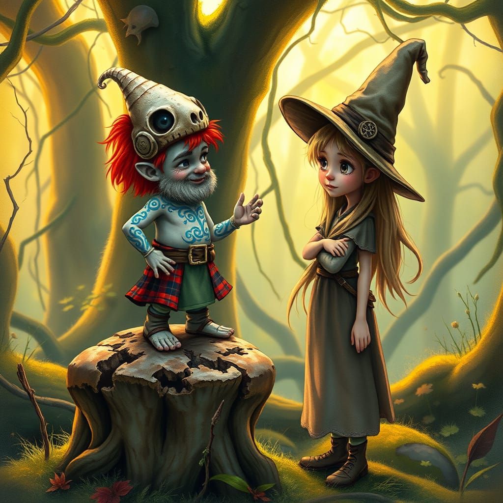 Whimsical Woodland Encounter in Celtic Style