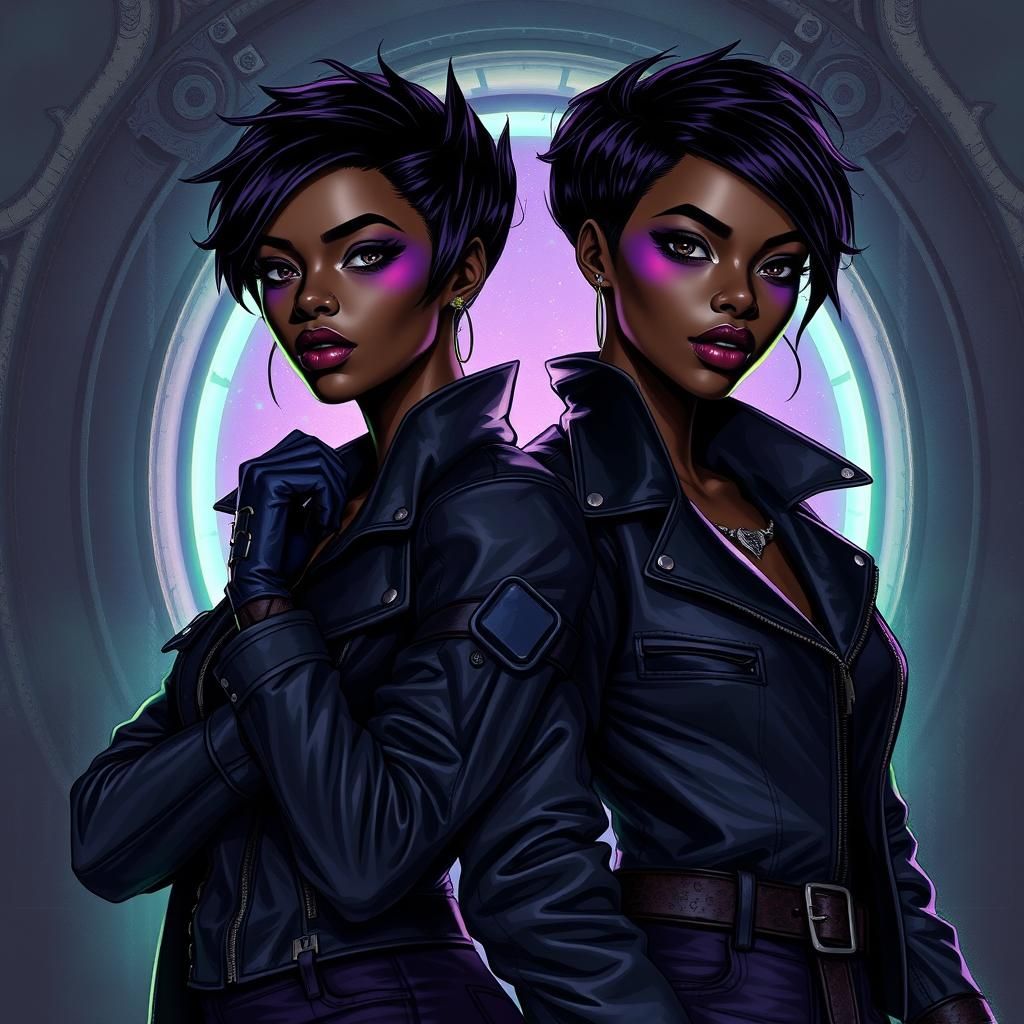 Edgy Sorceresses in Front of an Ancient Portal