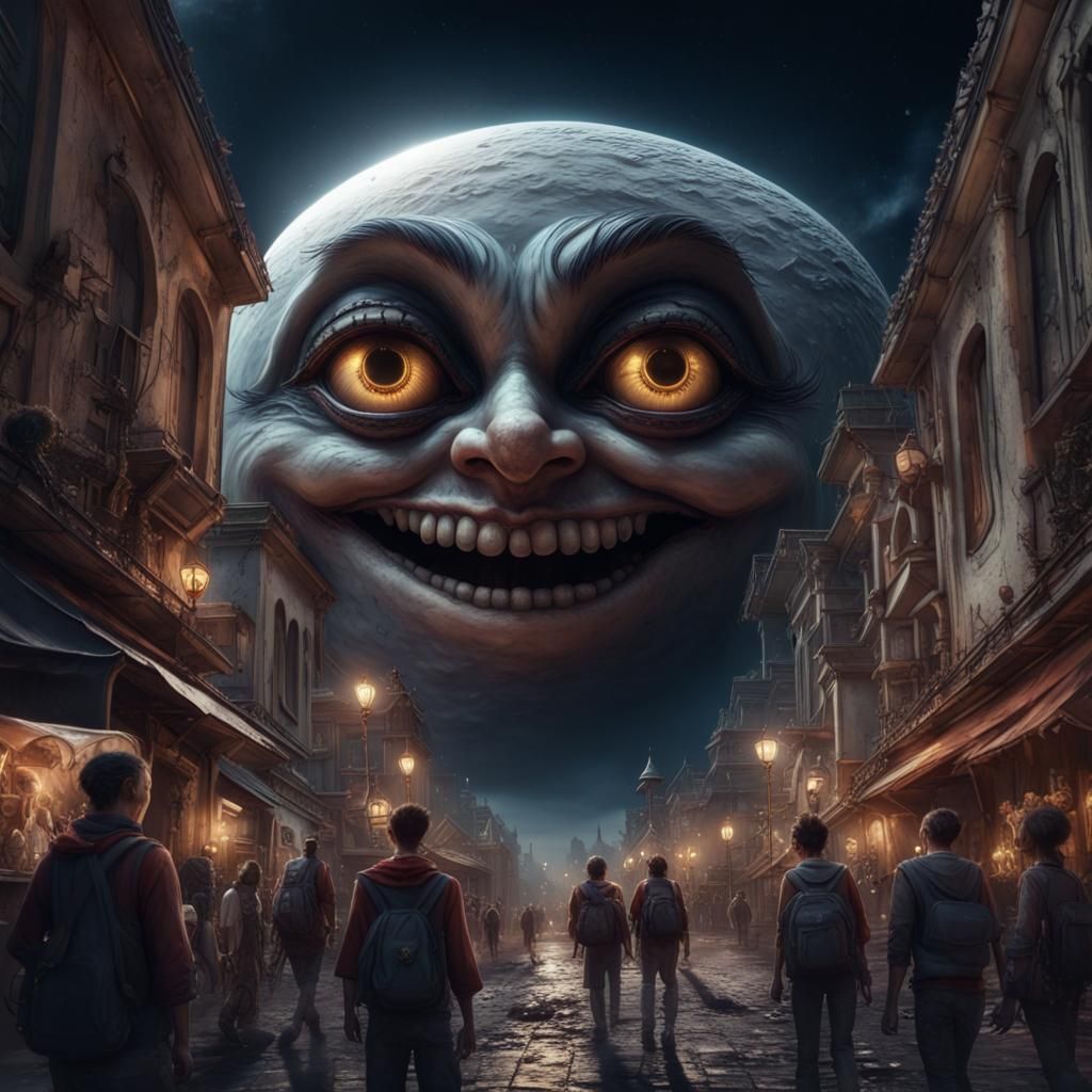 Epic Moonlit Scene: Fantasy Masterpiece with Intricate Detai...