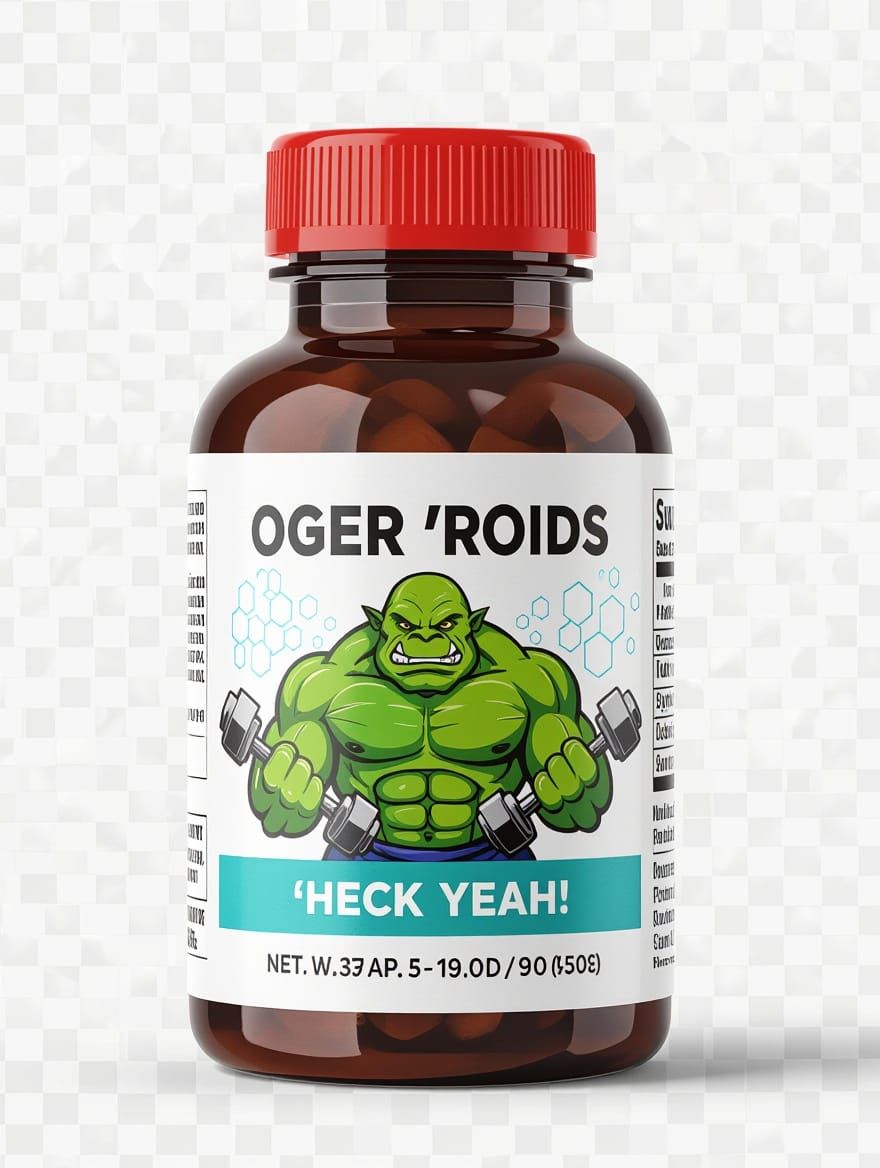 Giant Ogre Muscle Growth in a Medical Bottle