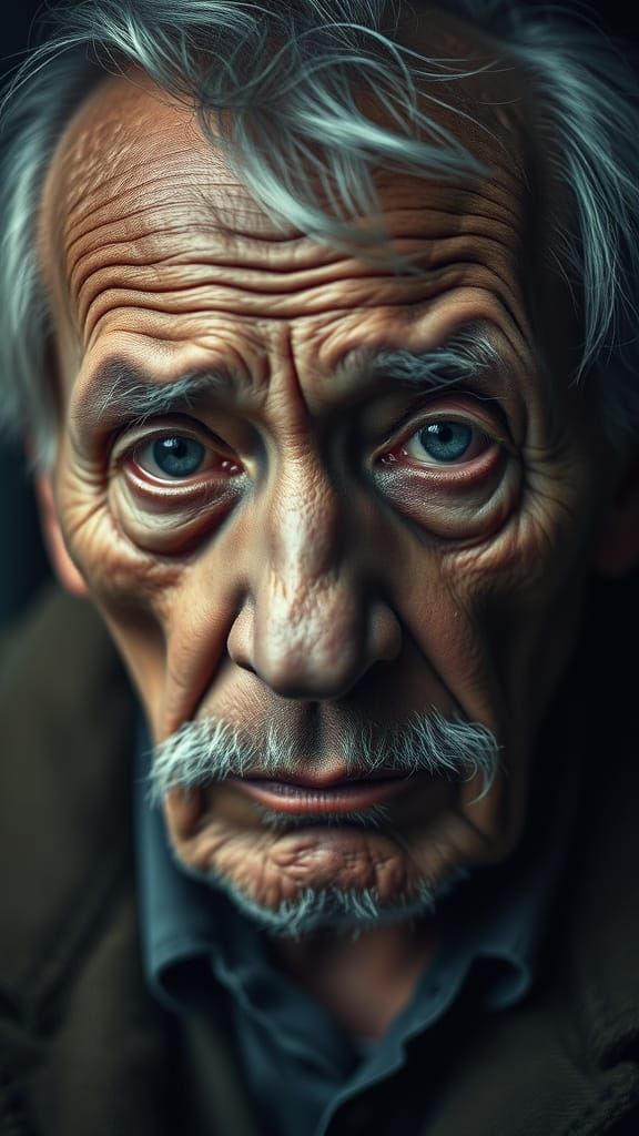 Sad Elderly Man in Pop Art Style