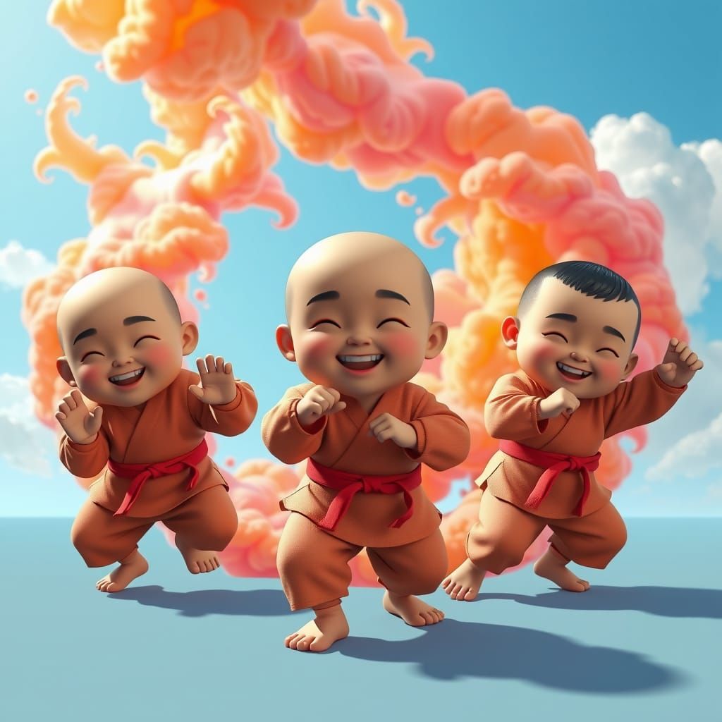 Cheerful Kung Fu Kids Training in Harmony