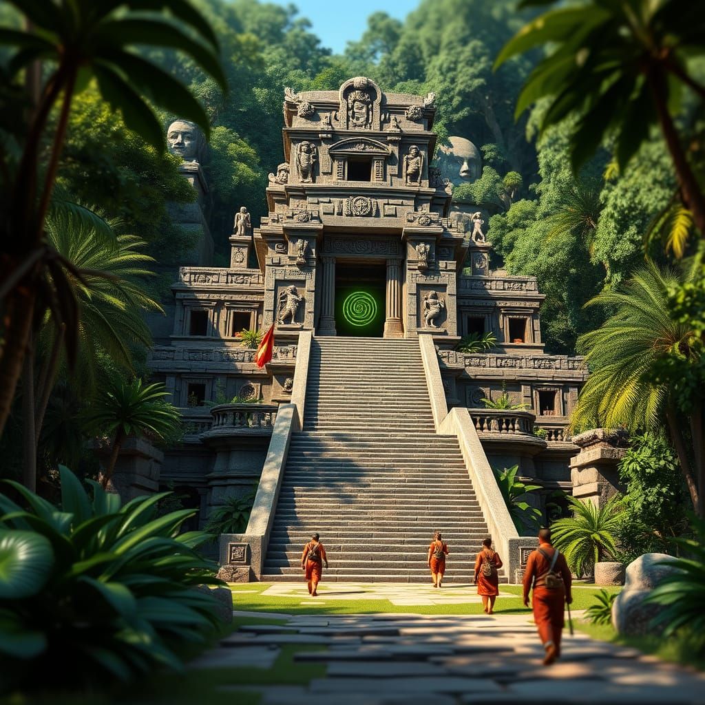 Majestic Mesoamerican Temple Rises from Tropical Jungle