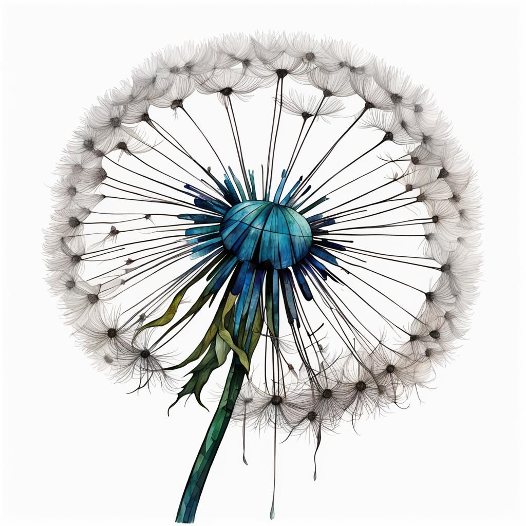 Dandelion Seed Head in Art Nouveau Style