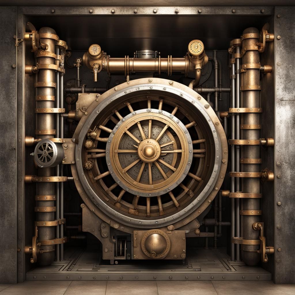 Steampunk Engine Powers Bank Vault