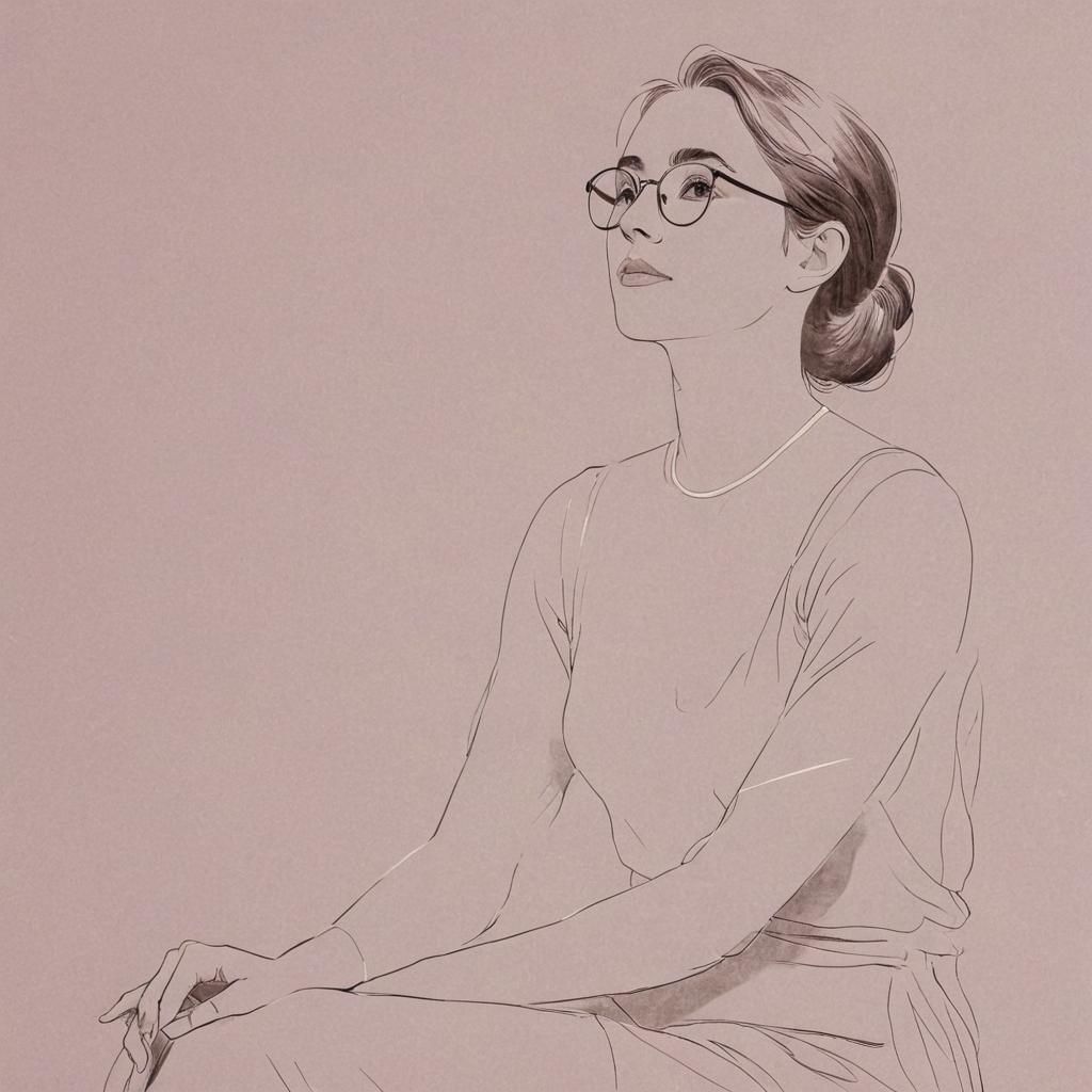 Elegant Minimalist Line Art of Woman with Glasses