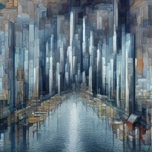 Sunken Galleon's Treasure in Cubist Style