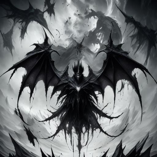 Horror Bat Monster in Abstract Macabre Style