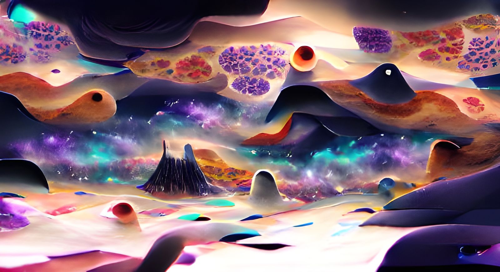 Vibrant Cosmic Landscape with Nebulas