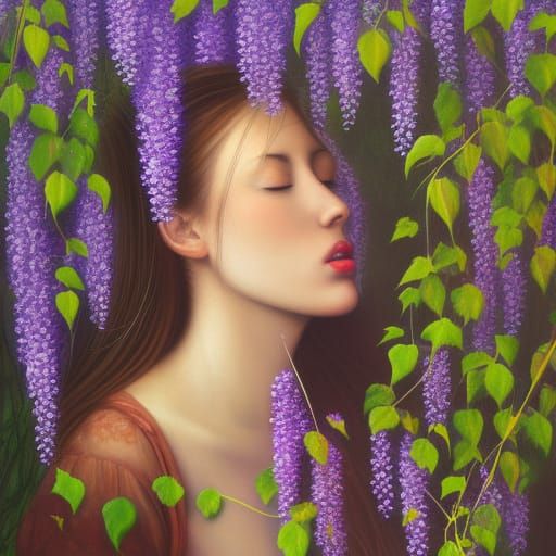 Surreal Swamp Woman Overtaken by Wisteria Vines