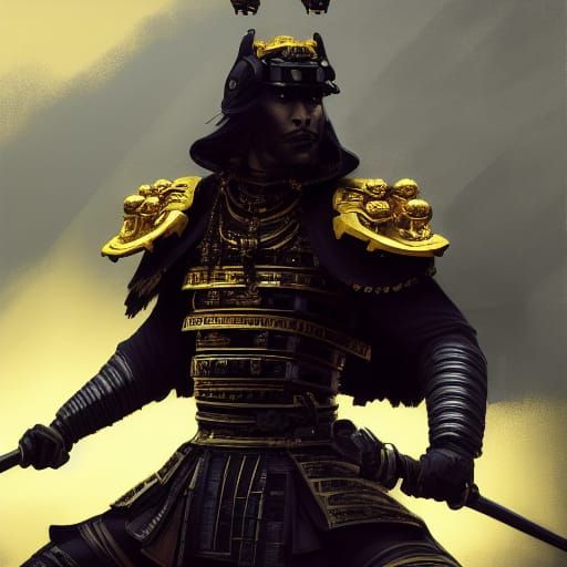 Art Deco Samurai in Black and Gold