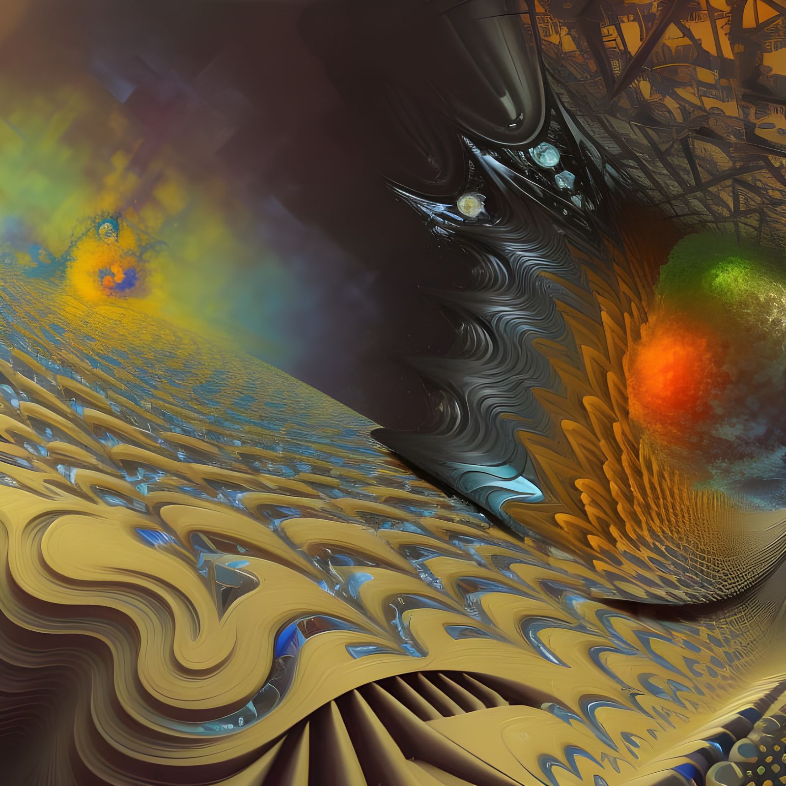 Abstract Fractal Art in Striking Geometric Painting