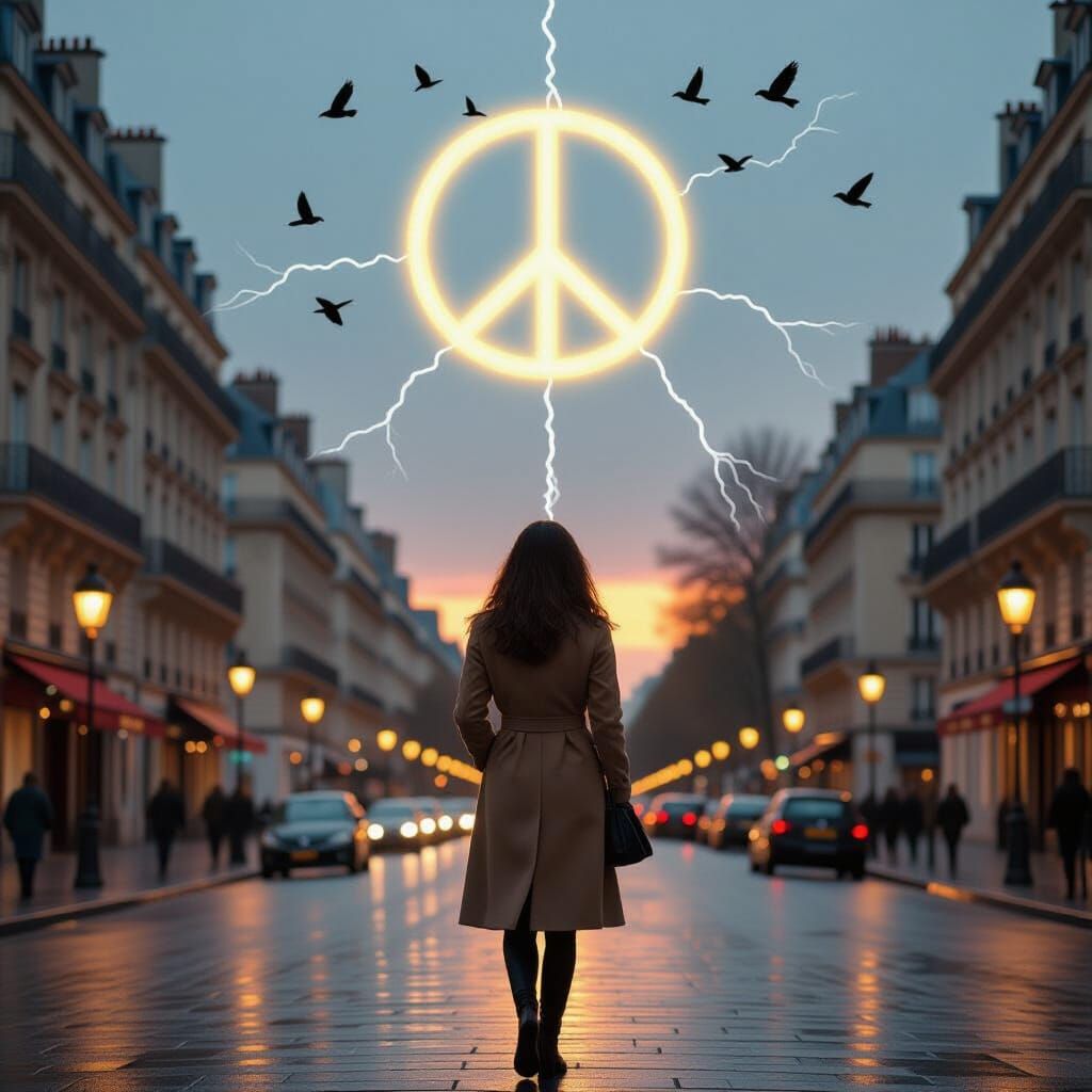 Parisian Woman in Autumn Evening, Cinematic Style