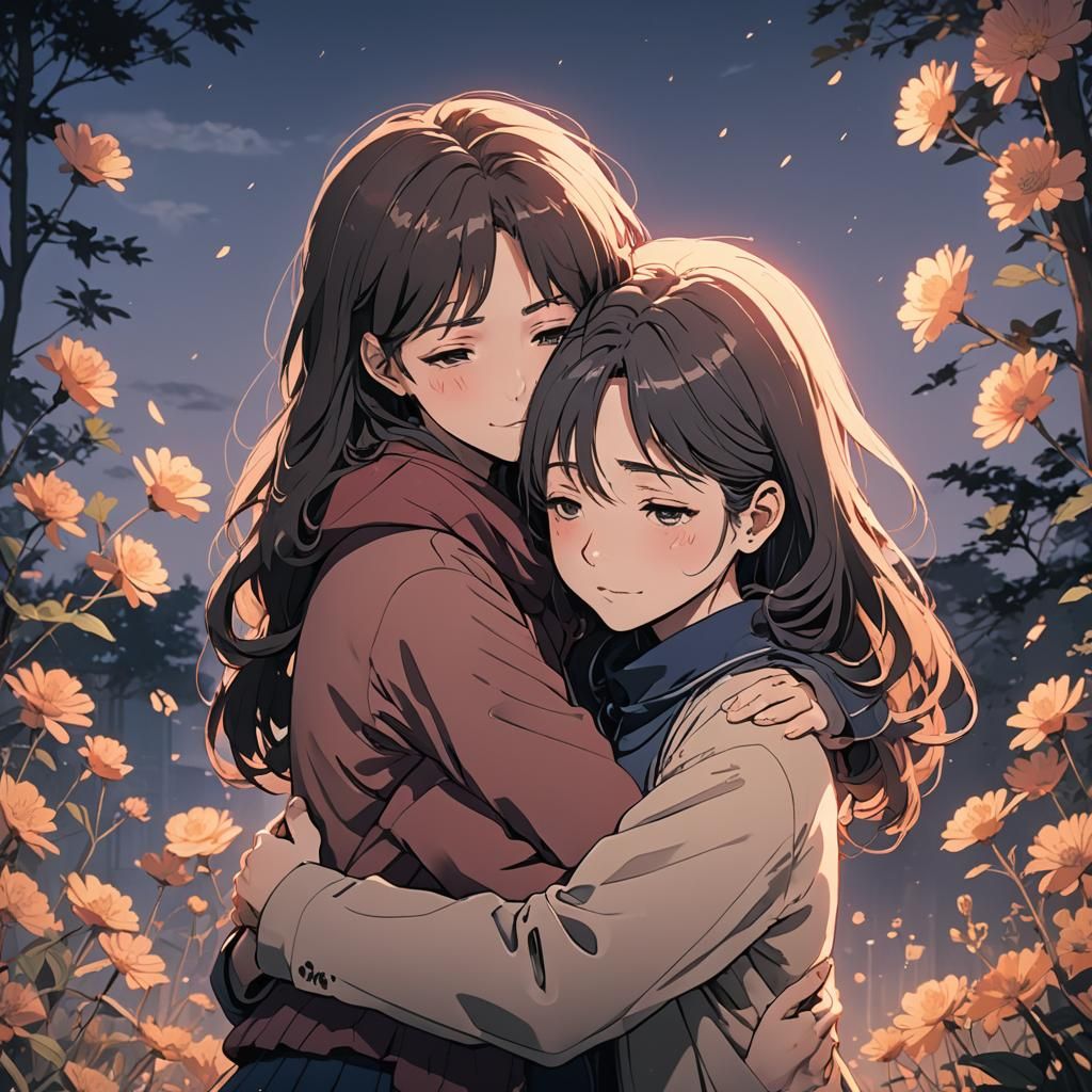 Girl's Heartfelt Goodbye: Anime-Style Digital Art