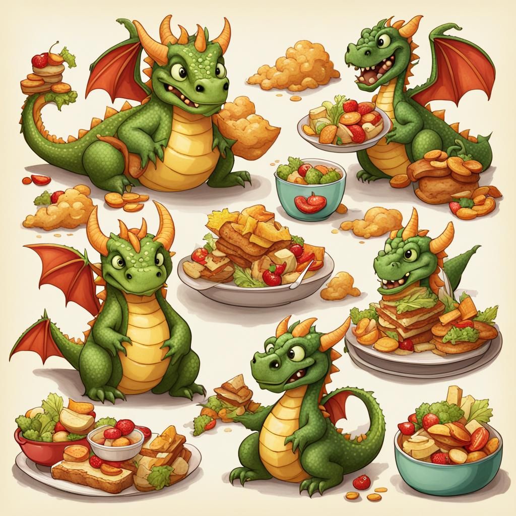 Food-Themed Dragons: Cutesy and Cartoony