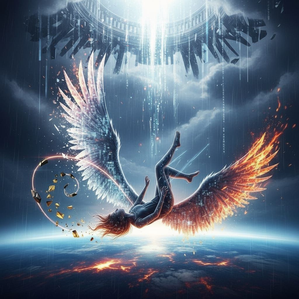 Fallen Digital Angel Plummets to Stormy Earth