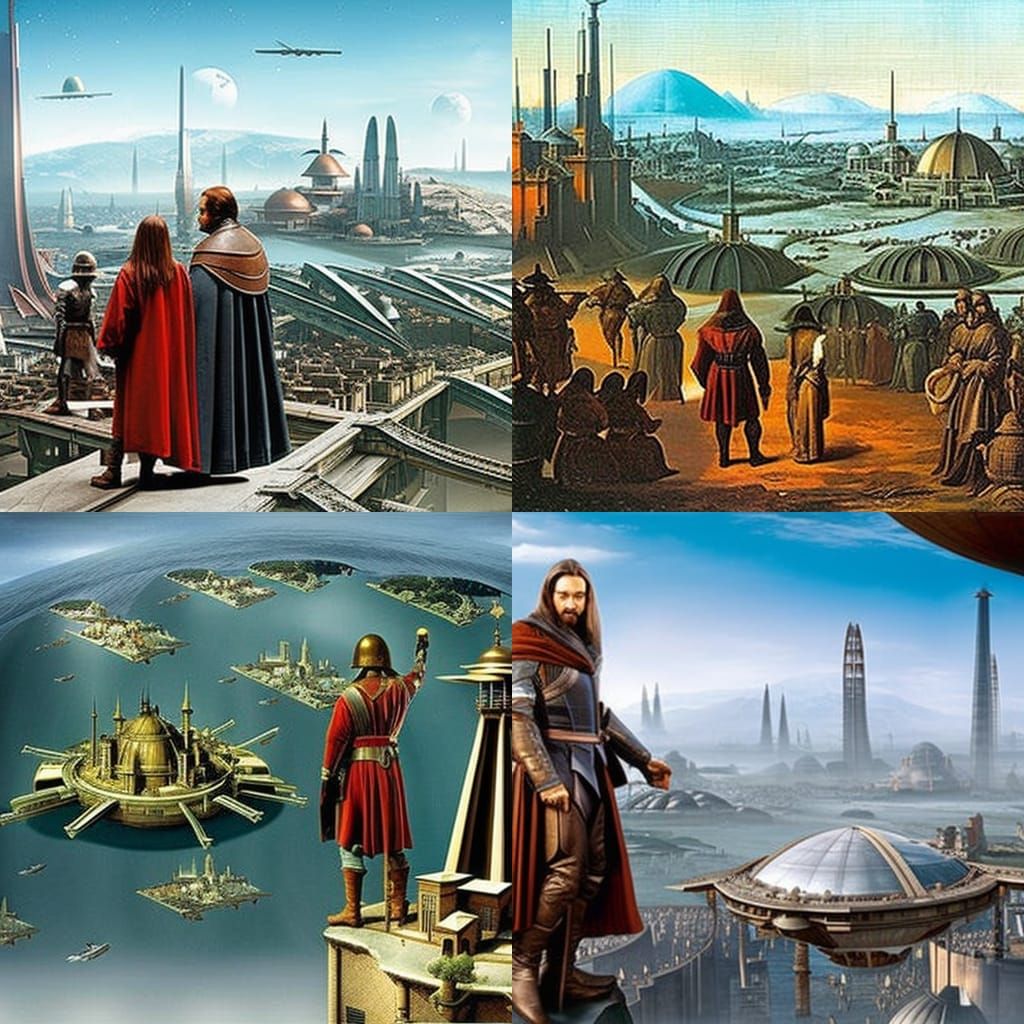 DaVinci in a Futuristic City, Digital Art