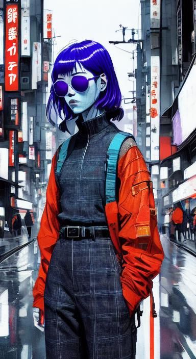 Tokyo Girl in Cyberpunk Neon Lighting