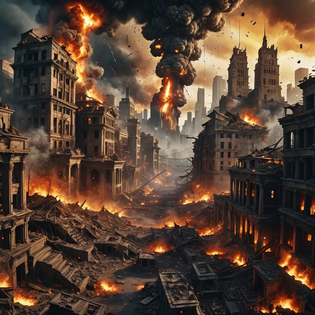 Apocalyptic Explosion Engulfs City in Dystopian Concept Art