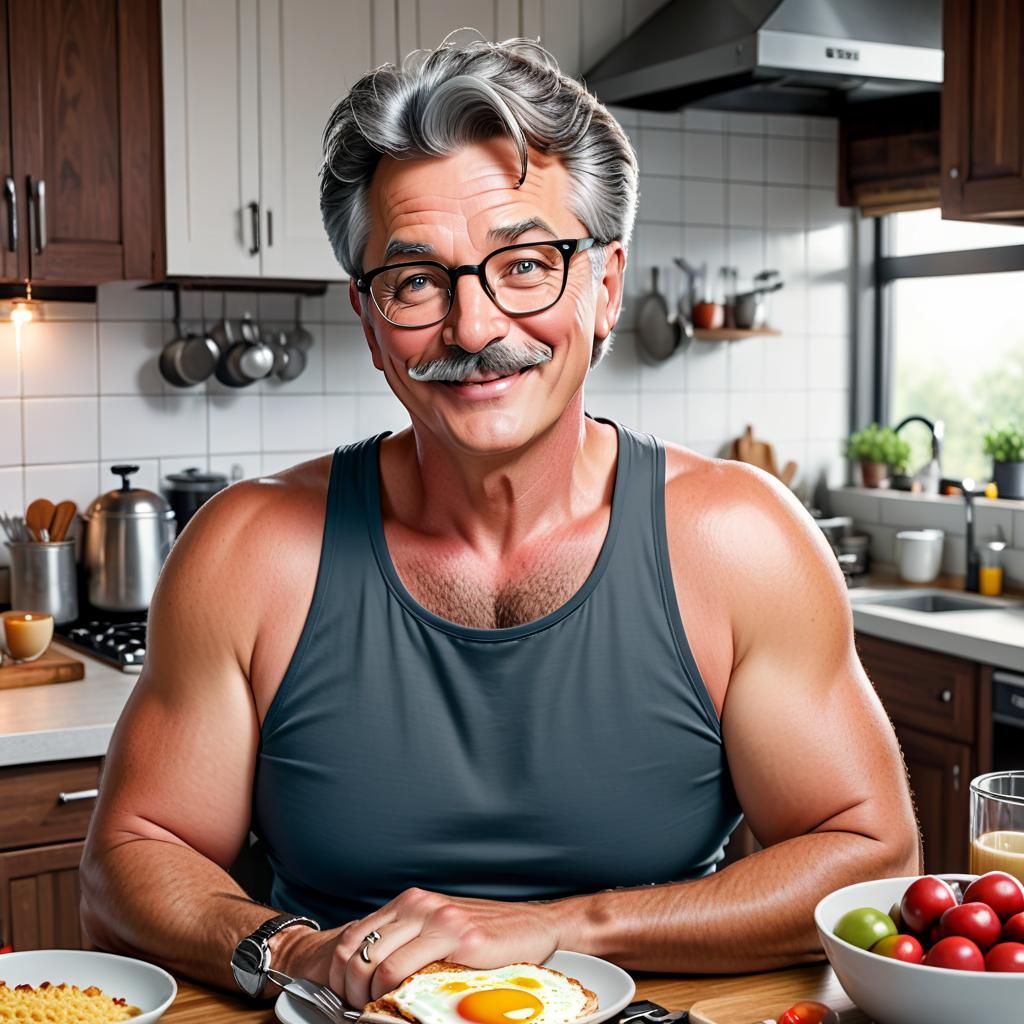 Man and Woman Making Breakfast in Kitchen