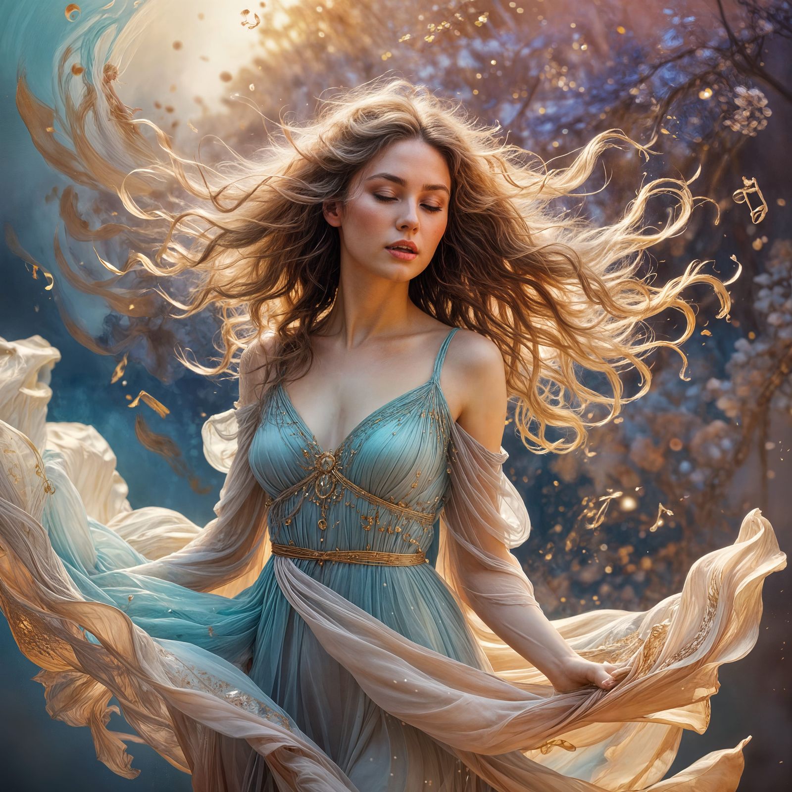 Ethereal Dance Performance Captured in Vibrant Watercolors